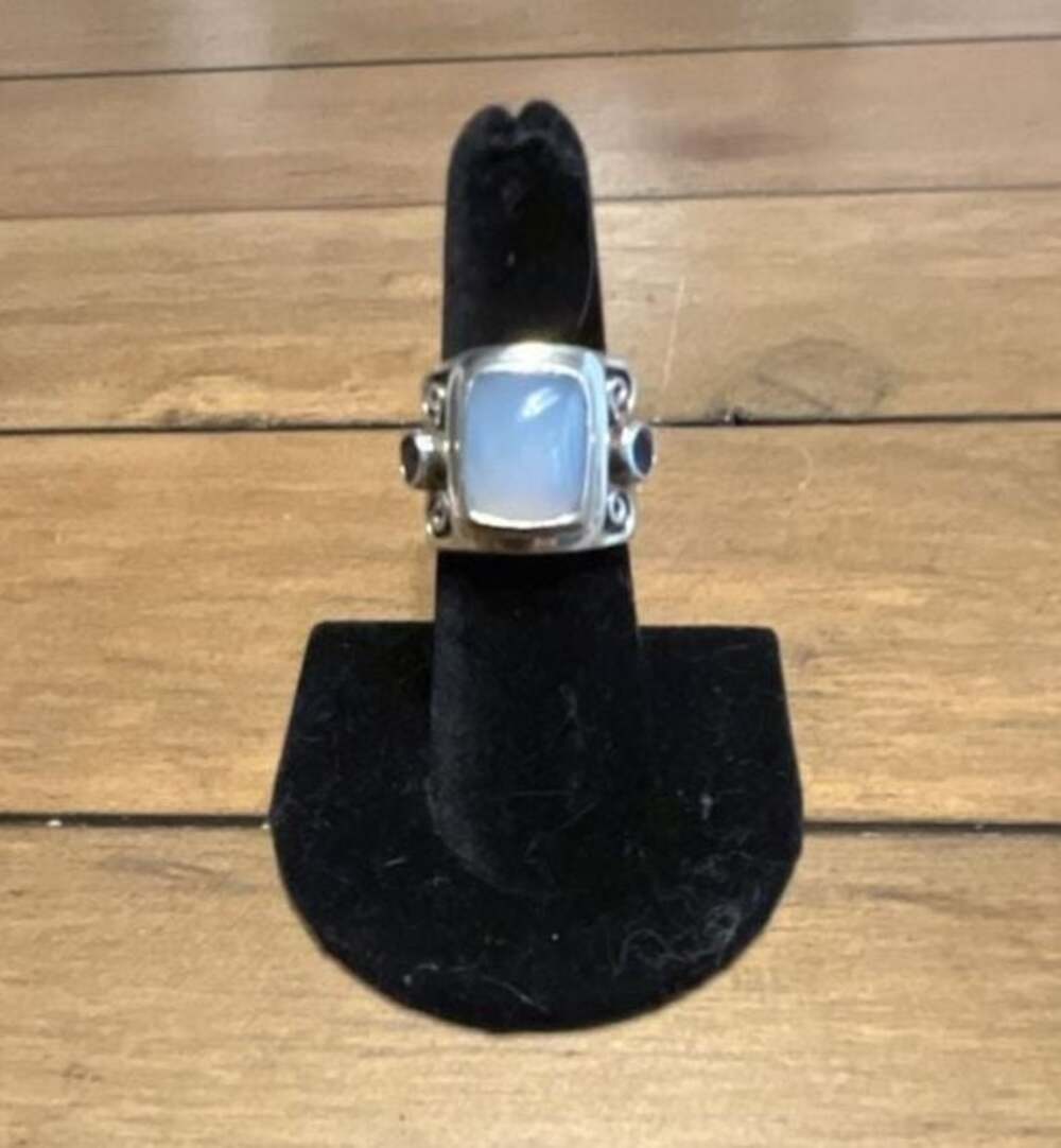 Sajen Sterling Silver Blue Chalcedony and Iolite Statement Ring Size 7